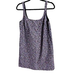 New XS H&M corduroy jumper overall dress small floral with dark background